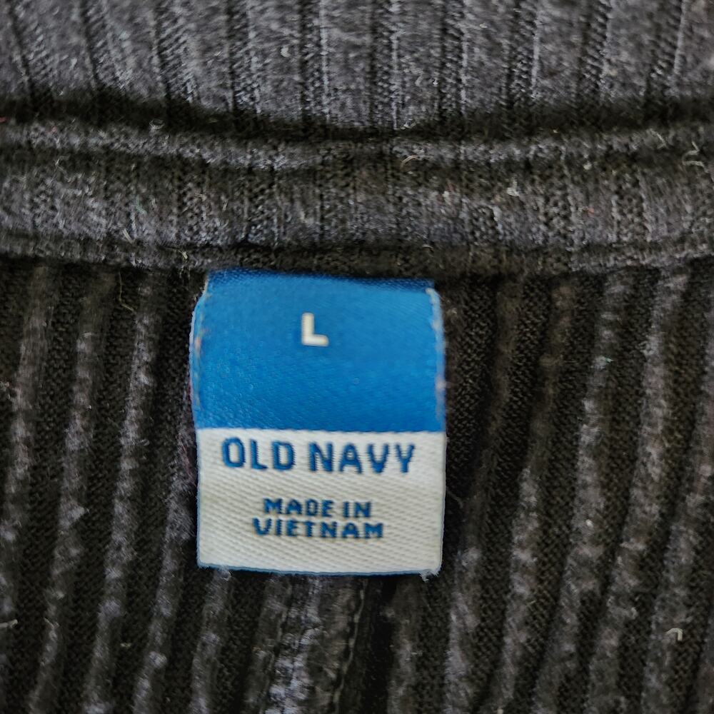 Old Navy Black Pajama Romper Ribbed Henley Long Sleeve Loungewear L - Picture 7 of 7